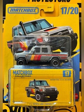Match Silver Toyota Land Cruiser Pickup with Red & Yellow Stripe Accents